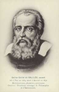 Galileo Galilei (1564-1642), Italiaans natuurkundige, wiskundige en astronoom (litho)