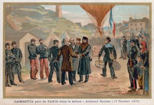 Gambetta verlaat Parijs in de luchtballon Armand-Barbes door French School
