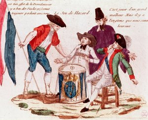 Kansspel gespeeld door de Drie Staten (geestelijkheid, derde stand en adel) (gravure, eind 18e eeuw) door French School