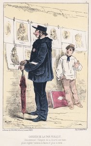 Gardien de la Paix Publique (gekleurde gravure) door French School