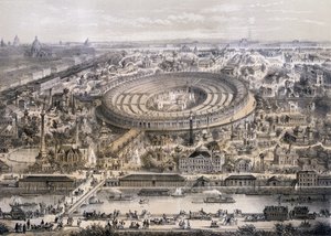 Algemeen overzicht van de Exposition Universelle in 1867, genomen vanaf de Trocadero-heuvel, Parijs, 1867 door French School