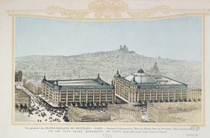 Algemeen overzicht van het Parijse warenhuis Printemps, 1911 door French School