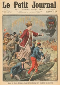 Gulheid van de Stad Parijs en Frankrijk bij het redden van de slachtoffers van de overstromingen, illustratie uit 