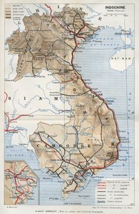 Geografische kaart van Indochina. In "La mise en valeur des colonies francaises", Albert Sarraut door French School
