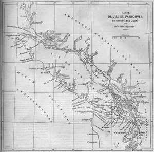 Geografische kaart van Vancouver Island door French School