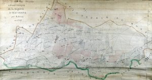 Geometrische kaart van de heerlijkheid Hauterive door Labrune in 1787 door French School