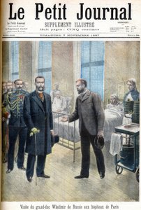 Grootvorst Vladimir Aleksandrovitsj van Rusland bezoekt ziekenhuizen in Parijs - illustratie voor Le Petit Journal, 7 november 1897 (gravure) door French School