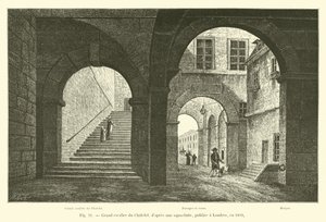 Grote trap van het Chatelet, naar een aquatint, gepubliceerd in Londen, in 1809