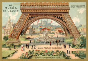 Grote fontein onder de Eiffeltoren, Exposition Universelle, Parijs