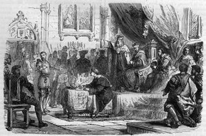 Grote dagen van Poitiers (1531) onder François I. De Grote Dagen zijn uitzonderlijke rechtbanken die uiteindelijk lokale zaken beslechten. door French School