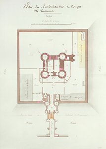 Begane grond plattegrond van de Donjon in Vincennes door French School
