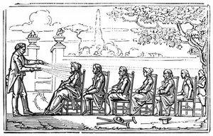 Groep magnetische therapie, illustratie uit Therapeutique Magnetique door Baron du Potet, 1863 door French School