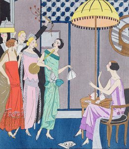 Gasten arriveren voor oudejaarsavond, modeplaat uit Art, Gout, Beaute, 1923