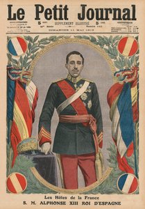 Gasten van Frankrijk, H. M. Alfonso XIII, koning van Spanje, voorpagina illustratie uit 
