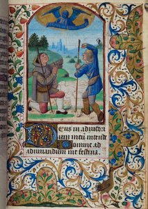 H/L-3-3 fol. 62r Aankondiging aan de herders, uit Getijdenboek, Gebruik van Parijs, midden 15e eeuw door French School