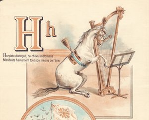 H: Harpist onderscheidt zich, dit melomane paard toont zijn minachting voor de ezel