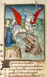 Andromeda gered van het monster door Perseus op Pegasus, Parijse kopie, c.1410-11 door French School