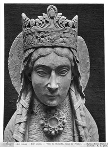 Hoofd van St. Clotilda, van de Kerk Notre-Dame van Corbeil (detail) door French School