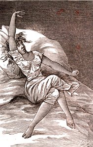 Hoofdpijn, melancholie en hysterie, angst. 1887 (gravure) door French School