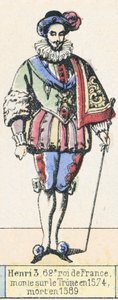 Hendrik III, 62e koning van Frankrijk, besteeg de troon in 1574, stierf in 1589