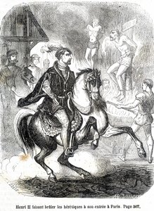 Henri II (1519 - 1559) laat ketters verbranden bij zijn intocht in Parijs - in 