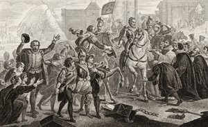 Henri IV (1553-1610) betreedt Parijs in 1594, uit 