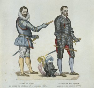 Henri van Guise (1549-88) en Francois de Montmorency (1530-79), uit een gravure van die tijd door French School