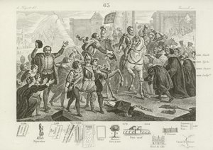 Hendrik IV van Frankrijk betreedt Parijs vergezeld door de graaf van Brissac, gouverneur van de stad, 22 maart 1594 door French School