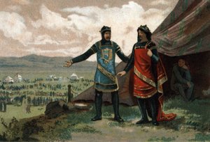 Hendrik I, koning van Frankrijk (1008-1060) ontving de hertog van Normandië Robert de Duivel (ook bekend als Le Magnifique) en voorzag hem van een leger om zijn koninkrijk terug te winnen. door French School