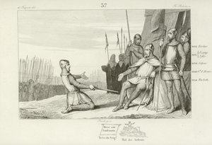 Hendrik I van Frankrijk vergeeft zijn broer, Robert le Vieux, 1031 door French School