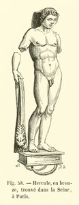 Hercules, in brons, gevonden in de Seine, Parijs (gravure) door French School