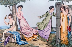 Verstoppertje, illustratie uit Le Bon Genre, begin negentiende eeuw door French School