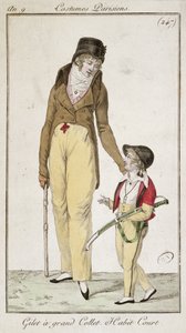 Hooggesloten vest en korte ochtendjas, uit Costumes Parisiens, 1801 door French School