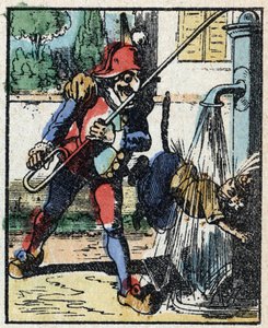 Geschiedenis van Dr. Pulcinella (Polichinelle). Houtsnede van Imaging Pellerin - Epinal, z.d. Eind 19e eeuw.
