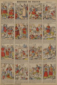 Geschiedenis van Frankrijk van Filips I tot Lodewijk IX (kleurenlitho) door French School