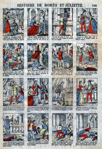Geschiedenis van Romeo en Julia naar het toneelstuk van William Shakespeare.