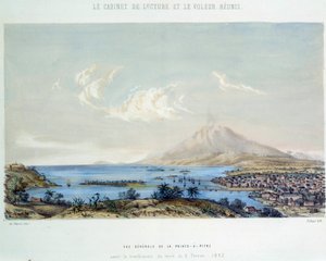 Geschiedenis van de Franse koloniën: algemeen uitzicht op Pointe-a-Pitre in Guadeloupe (Antillen) voor de aardbeving van 8/02/1843