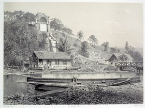 Geschiedenis van de Franse koloniën: uitzicht op het waterkasteel of Gueydon-kanaal in Fort de France in Martinique (Antillen), eind 19e eeuw door French School