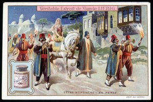Huwelijksreis in Perzië - chromo. Liebig, v. 1895 door French School
