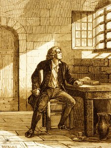 Honore-Gabriel Riquetti, Graaf van Mirabeau in het Fort de Joux in 1775 (gravure) door French School