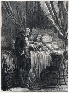 Honoré Gabriel Riqueti, Graaf van Mirabeau (1749-1791) op zijn sterfbed met zijn dokter, Georges Cabanis (1757-1808) in 1791 door French School