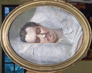Honore de Balzac (1799-1850) op zijn sterfbed, 15 augustus 1850 door French School