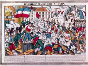 Vreselijke slachting in Lyon, 9 april 1834 door French School