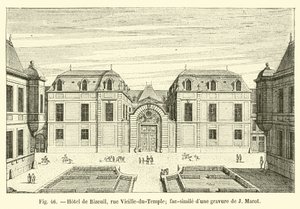 Hotel de Bizeuil, rue Vieille-du-Temple; facsimile van een gravure van J Marot