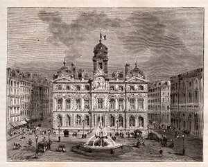 Hotel de Ville de Lyon - gravure in 