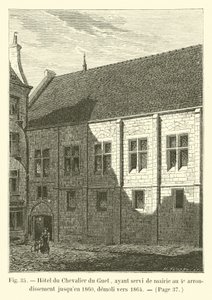 Hotel du Chevalier du Guet, gebruikt als gemeentehuis van het 4e arrondissement tot 1860, gesloopt rond 1864 door French School