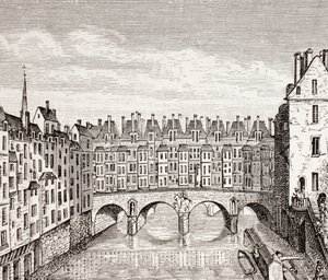 Huizen op de Saint-Michelbrug, Parijs