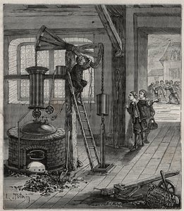 Humphrey Potter, verantwoordelijk voor het openen en sluiten van de kleppen van Thomas Newcomen