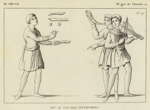 9e eeuw, Regeerperiode van Karel II, Spel op het geluid van instrumenten (gravure) door French School
