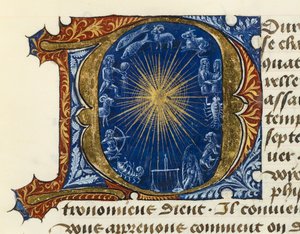 Verlichte initiaal hoofdletter D, uit Verdrag van Geneeskunde Aldebrande van Florence door French School